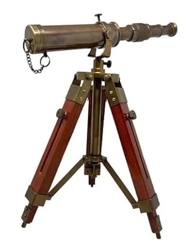 Telescopio nautico in ottone antico con supporto in legno decorazione per la casa regalo rustico