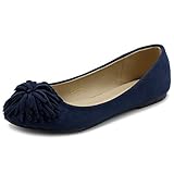Herkunft: Made in China Ollio Damenschuh, Kunst-Wildleder, Blumenband, flach, Blau (navy), 42 EU
