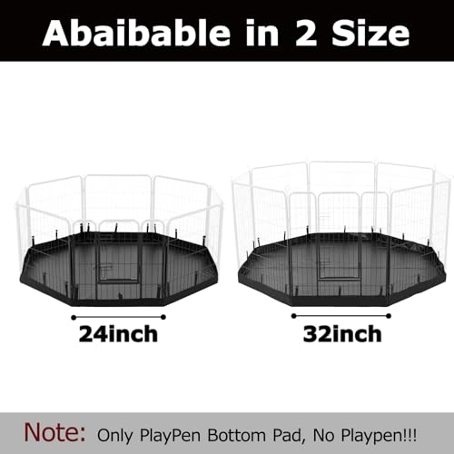 Image of PJYuCien Octagon Playpen Bottom Pad for 24'' Width 8 Panel Pen, Black | Protect Floor, Easy to Move and Clean, Perfect for Puppy, Duck, and Other Small Animals, Hook Connect