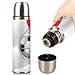 Thermos con coperchio a tenuta stagna, pallone da calcio con bandiera francese, per bevande calde, senza BPA, caffè, thermos da viaggio, in acciaio inox, con custodia in pelle
