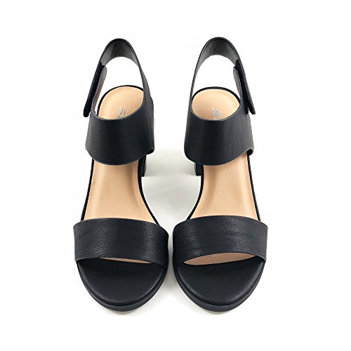 Image of Soda Wait-A ~ Women Open Round Toe Chunky Heel Ankle Strap High Heel Dress Sandals