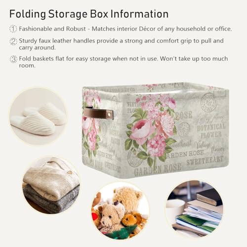Alaza G297101716P505C540S1092 Rose Leaf Vintage Foldable Storage Box Storage Basket Organizer Bins thumb #5
