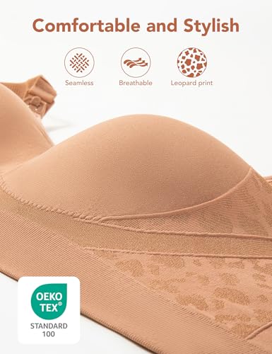 Image of HOFISH Nursing Bra for Breastfeeding with Fixed Pad, TwinClips Wearable Pump Bra, Adjustable Comfort Maternity Bra for Pregnancy, Brown, XL