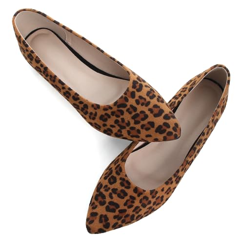 Image of Dear Time Women's Pointed Toe Ballet Flats Simple Casual Office Work Flats Slip-on Comfortable Shoes