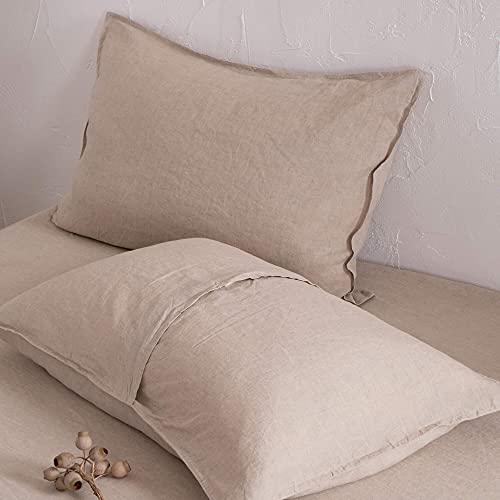 ATLINIA 100% Linen Pillowcases Set of 2, Standard Size 20\'\' x 26\'\' Pillow Case, Linen Pillow Sham Flax - Thumbnail 2