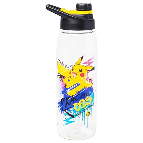 Silver Buffalo Pokémon Skate Graffiti Electrifying Pikachu Water Bottle with Screw-On...