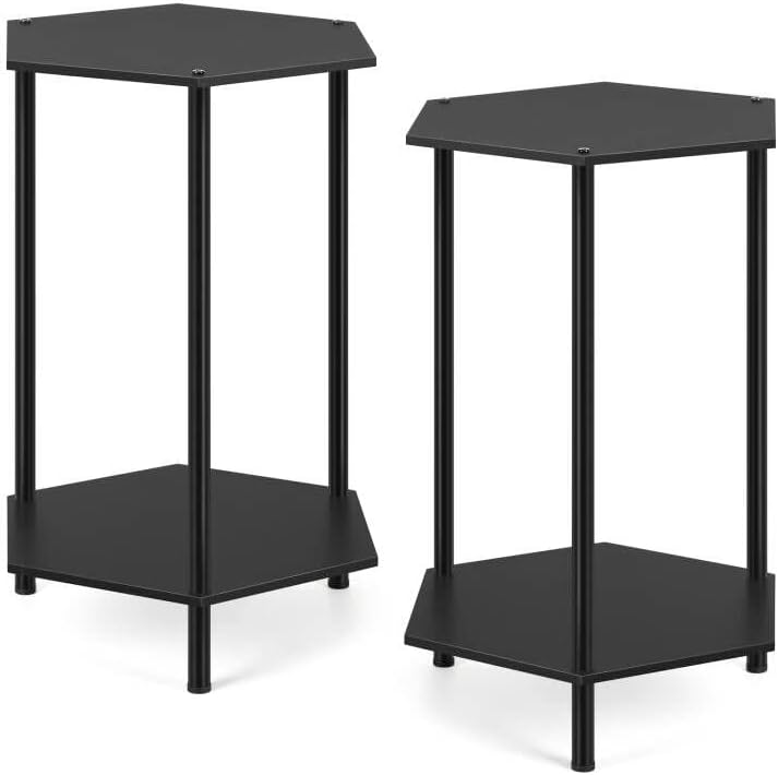 Nightstands Set of 2 End Table with Storage Shelf Bamboo Nightstand for
