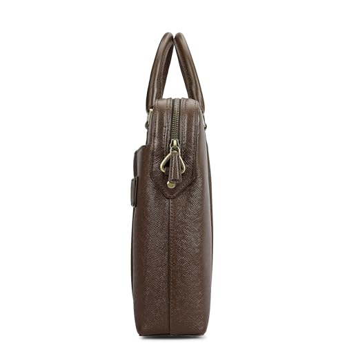 Image of Da Milano Leather Brown Laptop Bag for Men & Women | Laptop Messenger Bag | Fits Up To 15 inch Laptop | Ideal for Office Purpose (10007B-M)
