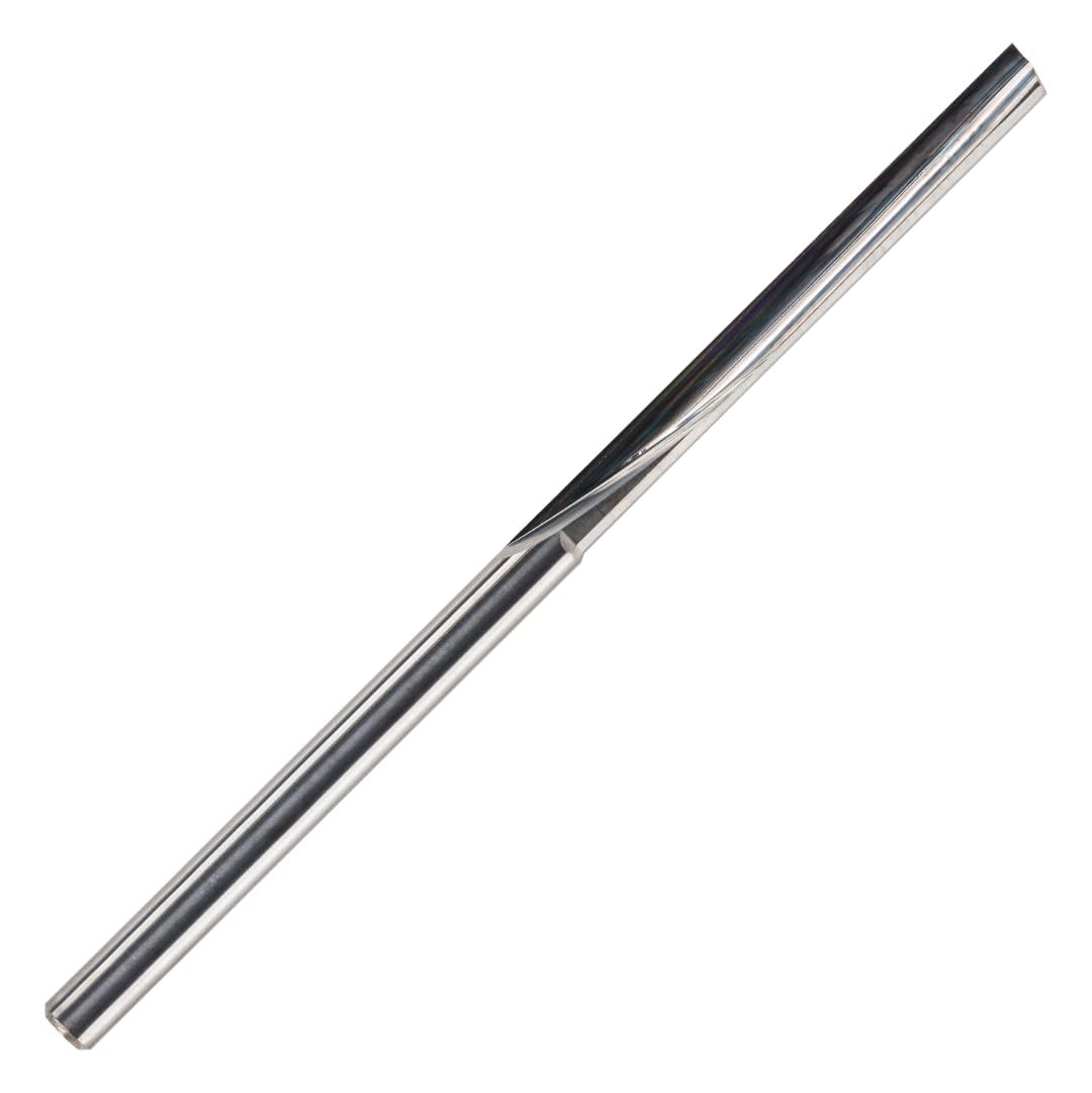 Rennie Tools - 3mm x 32mm Flute x 3mm Shank Solid Carbide O Flute Straight Router Bit / Single Flute For Plastic, Acrylic, Perspex Etc. 1F Cutter For CNC's.