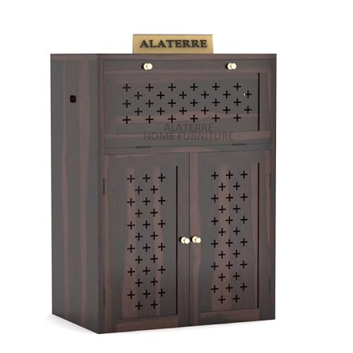 Image of Solid Sheesham Wood Inverter Battery Cabinet for Home & Office || Wooden Storage Cabinet || Electic Safety Box || Single Battery Box || Cabinet Unit || Walnut Finish