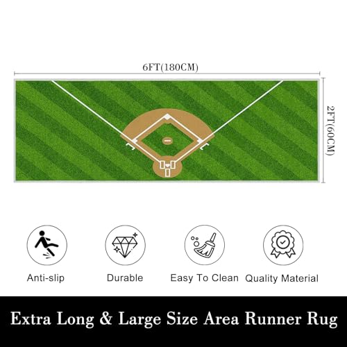 Tapete corredor de béisbol 2x6 verde para interior miniatura 2