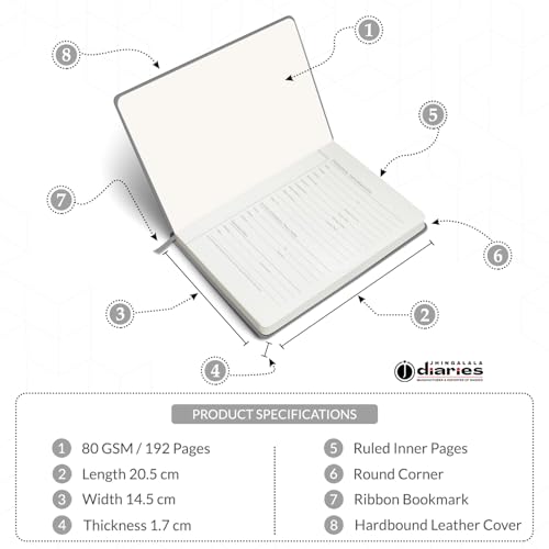 Image of Jhingalala A5 Leather Cover Hardbound Undated Journal Notebook with Pen Combo Gift | 80 GSM Premium Non-Bleeding Paper | Diary with Pen | Ideal Corporate, Diwali & New Year Gift (Grey)