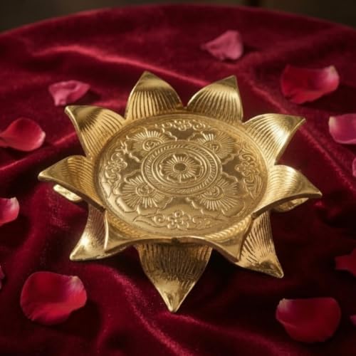 Image of Solid Brass /Pittal Lotus Singhasan Kamal Asan for Lord Krishna Ram Laxmi Idol 16x7 cm