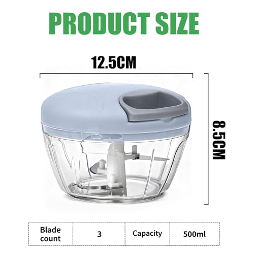 Picadora manual de vegetales de 500 ml con cuerda miniatura 2
