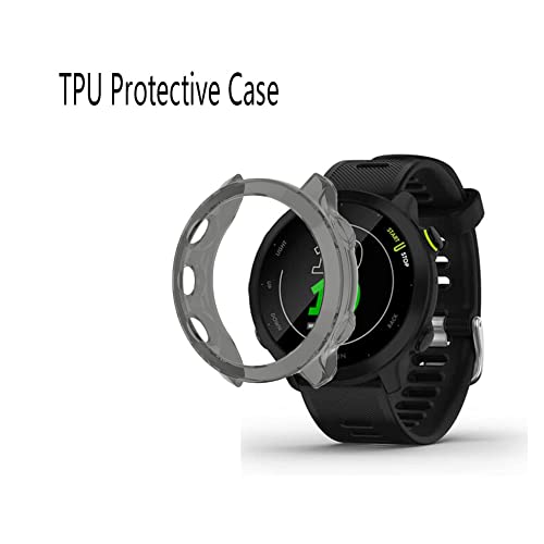Image of SHUAXI Watch Screen Protector (3+1Pack) Compatible for Garmin Forerunner 55,Tempered Glass Film Anti-Scratch High Definition Full Coverage and Soft TPU Protective Case,Transparent,D35MM