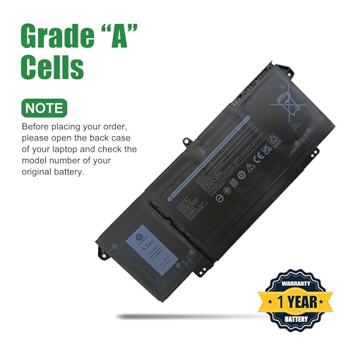 Image of 7FMXV CPX-1PP63 63Wh Laptop Battery Replacement for Dell Latitude 5320 7320 7420 7520 P138G P138G001 P139G P139G001 P133G P134G P135G P136G P110F Series 0TN2GY TN2GY 04M1JN 4M1JN 1PP63 15.2V