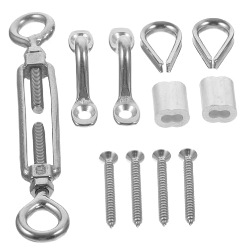 MUCKLILY Wire Rope Accessories Eye and Eye Turnbuckles for Tensioning Cable Turnbuckle Strainer Hook Rope Tension Part Eye Turnbuckle Wire Tensioner Turnbuckle Hook Silver Stainless Steel