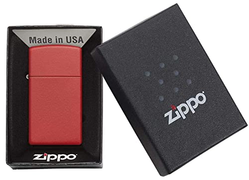 Encendedor Zippo personalizado resistente al viento rojo mate miniatura 4