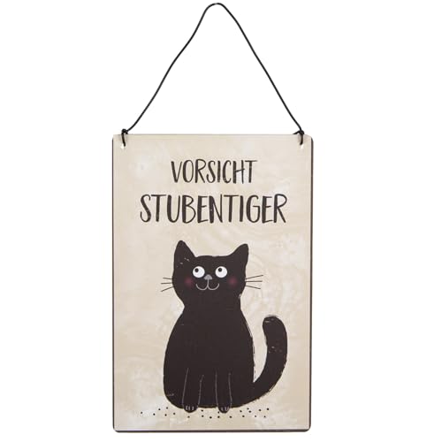 Logbuch-Verlag lustiges Schild Katze schwarz'Vorsicht Stubentiger' für Tür & Wand Geschenk Katzenliebhaber 12 x 20 cm