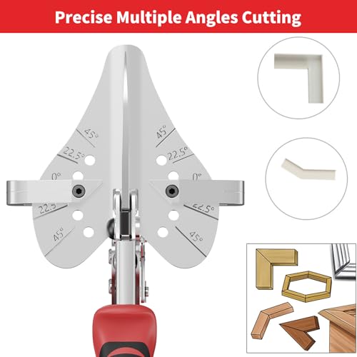 Image of GARTOL Ratchet Miter Shears 22.5-135 Adjustable; Precision Angle Cutter with Spare SK5 Blade for Quarter Round, Shoe Molding, PVC, MDF & Soft Wood; Labor-Saving Trim Tool with Safety Lock