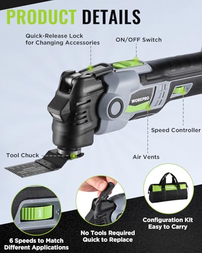 WORKPRO 20V Brushless Oscillating Tool