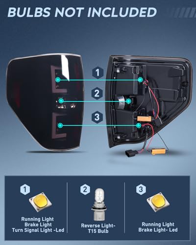 Image of Nilight Taillight Assembly for 2009-2014 Ford F150 Styleside Smoked Lens
