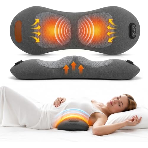 Zhaotingrui 3 in 1 Back Massager, Electric Lumbar Support Pillow Heat Vibration Massage Lower Back Spine Decompression Device, Dark Gray