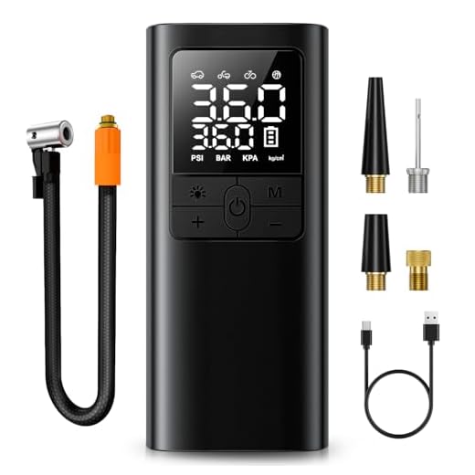 Tire Inflator Portable Air Compressor - 150PSI & 10000mAh Cordless Air Pump with Digital Tire Pressure Gauge, Accurate Dual LCD Display & LED Light, for Car/Motorcycle/E-Bike/Ball