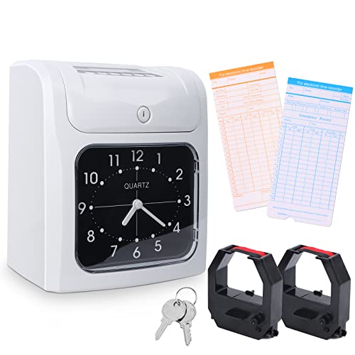 REAQUE Reloj de fichar y Control de Tiempo para pequeñas Empresas con 50 Tarjetas de fichaje, 2...