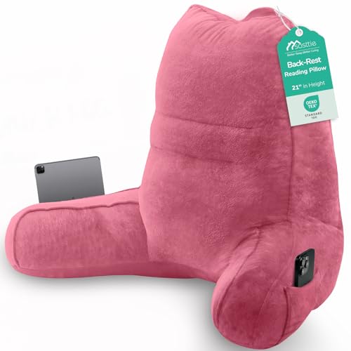 Image of Sasttie Reading Pillow for Bed, Back Pillow for Sitting Up, Rose Pink