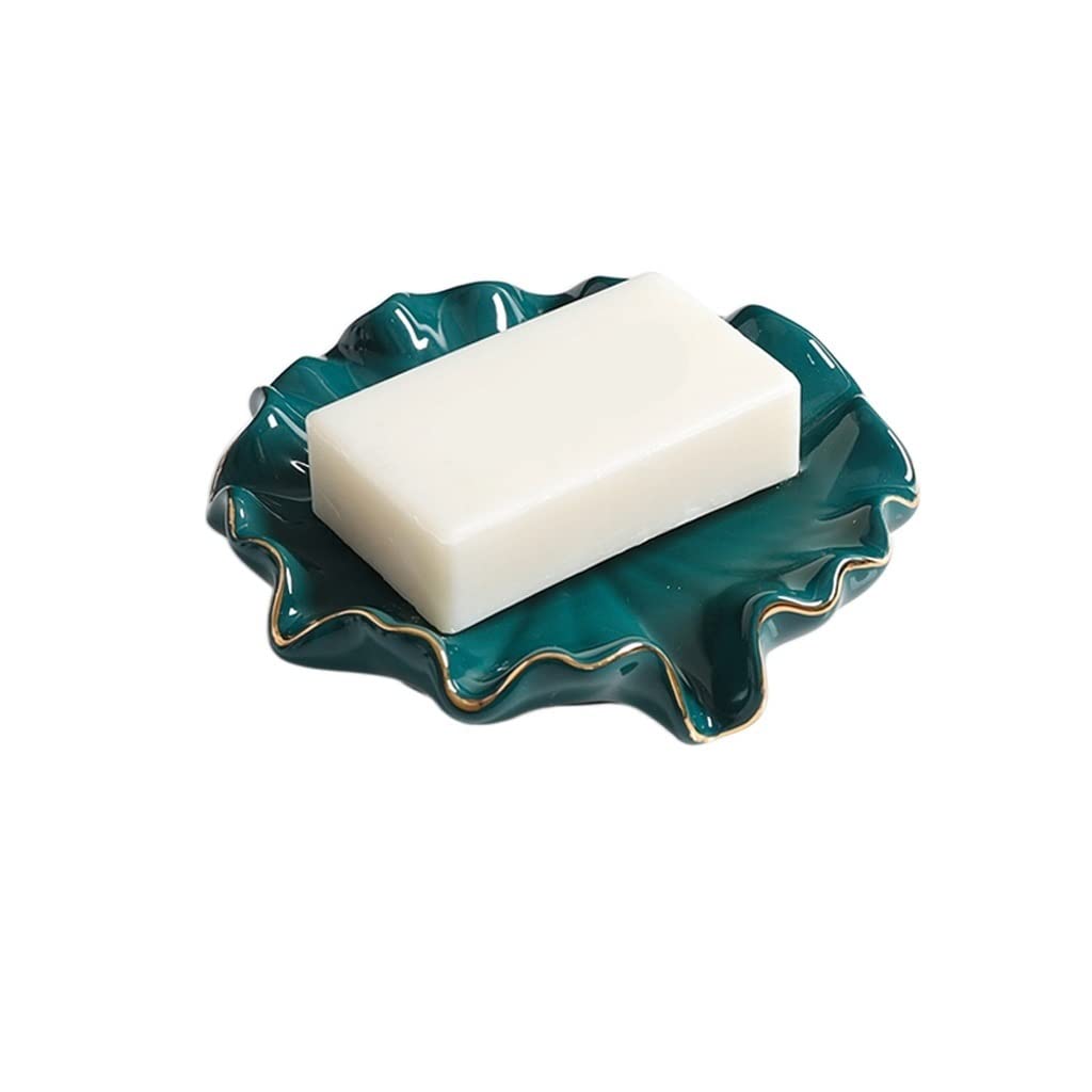 Jabonera Autodrenante Lotus hoja forma de drenaje jabonera de drenaje de jabón simple plato de jabón interior baño cocina cerámica loto hoja jabón plato plato sostenedor Jabonera Jabonera Guardar