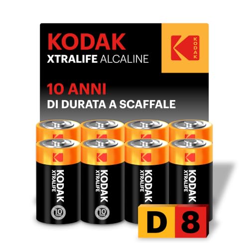 KODAK Pile Torcia D (8 Pezzi) LR20, 1,5V, Alcaline