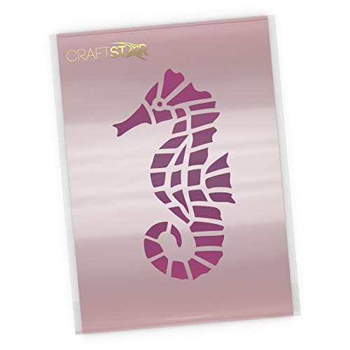 CraftStar Seahorse Stencil - Sea Horse Craft, Tile or Wall Decor Stencil