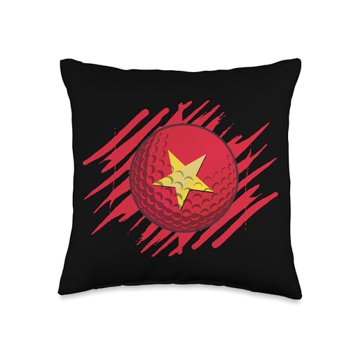 Vietnam Golf Flag Throw Pillow 16x16 Multicolor