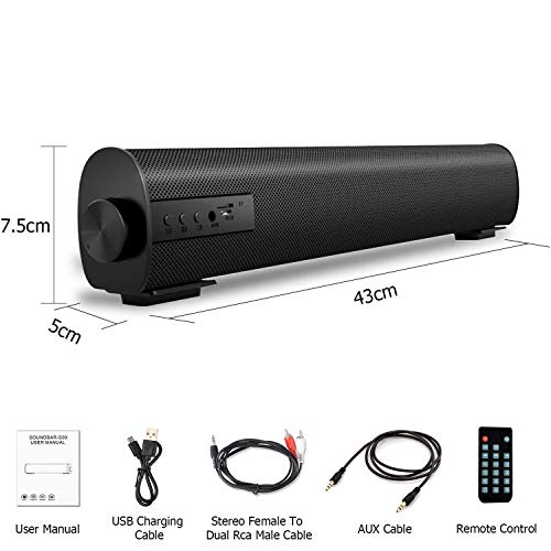 Portable Soundbar for TV/PC, Outdoor/Indoor Wired 
