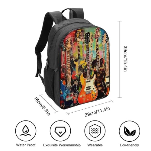 Mochila escolar para niños que buscan espacio y comodidad con diseño tridimensional de guitarra 2