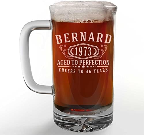 Personalized Etched 16oz Glass Beer Mug - Customized Beer Mug for...