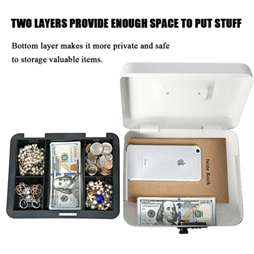 image for Jssmst Large Cash Box with Combination Lock – Durable Metal Cash Box