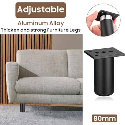 MixDora 4Pcs Adjustable Furniture Legs Black Metal Sofa feet Aluminum Alloy Couch Legs Wardrobe Foot Bed Feet Furniture Replacement Legs - Image 3