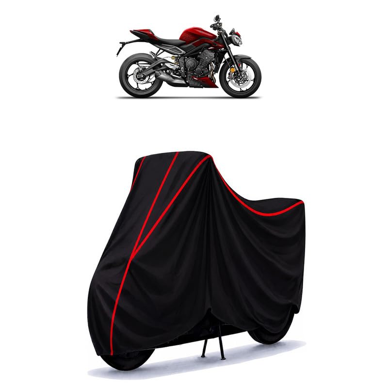 Image of Triumph Street Triple RS Water Resistant Bike Cover for All Motorcycles & Rain | Heavy Duty Taffeta Fabric | UV Protection, Dustproof, Scratchproof | All Weather Two Wheeler Cover with Elastic Bottom