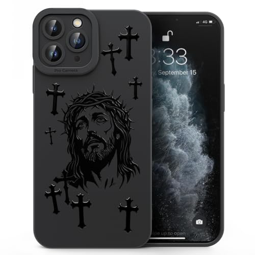 CASBST for iPhone 11 Pro Max Christian Phone Case, Minimalist Black Cross