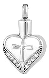 Perfect Memorials Cross My Heart Stainless Steel Cremation Jewelry-Engravable