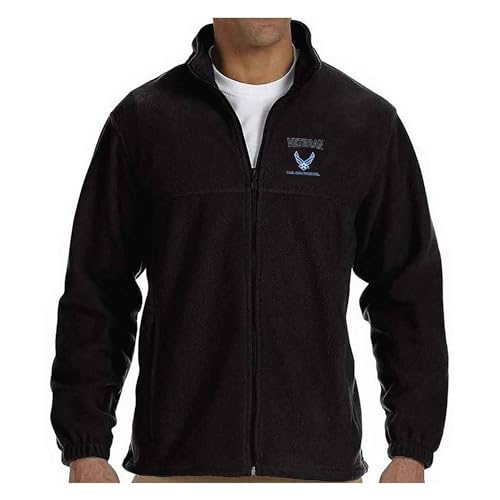 VetFriends.com US Air Force Vereran Fleece Jacket with Tradtional Hap Arnold Wings Embroidered