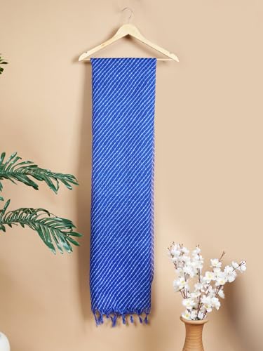 Image of Women's Cotton Blend Striped Print Dupatta with 2.20 Meters | Women's cotton printed dupatta with tassels