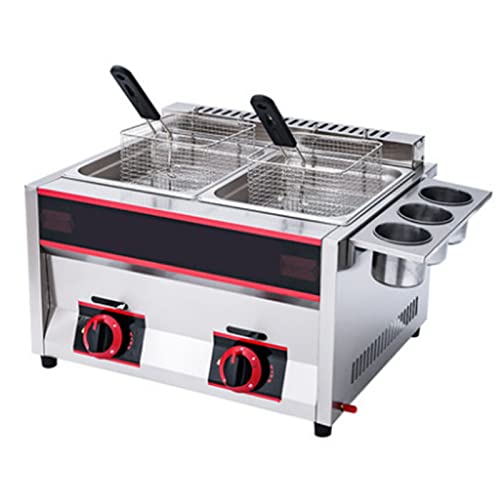 Kommerzielle Fritteuse mit Deckel, 2 x 6 l Doppelzylinder-Fritteusen, abnehmbarer Ölkorb aus Edelstahl 304 in Lebensmittelqualität, Ölfritteuse für Pommes Frites