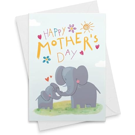 Happy Mother's Day Mom And Baby Elephant Mother's Day Card [00742]