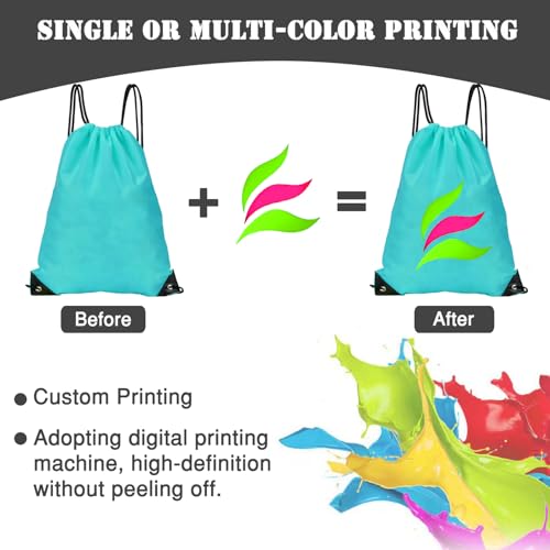 Custom Bags With Your Logo Set of 100 Custom Backpack Draw String Bags Pack Bulk for Travelling Swimming Gym Everyday Use (Blue 2)