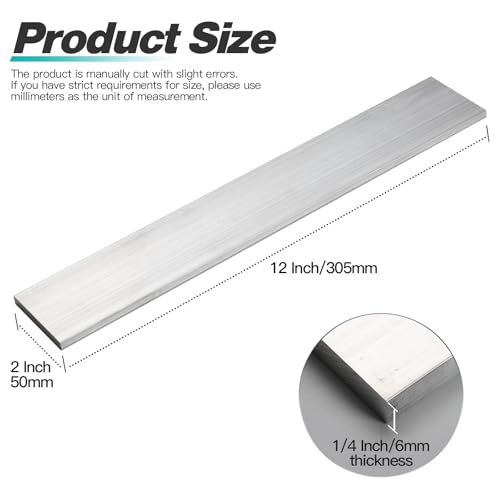 Image of 3 Pieces 1 /4 inch (6mm) X 2 inch(50mm) Square Aluminum Flat BAR 12 inch(305mm) Long,6061 General Purpose Plate,T6511 Solid New Mill Stock (1 /4x2x12inch, 3Pcs)