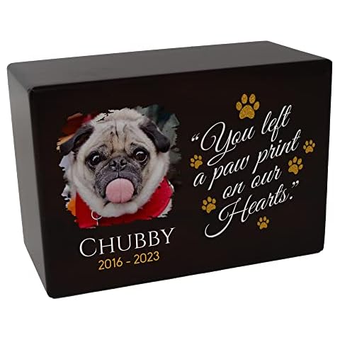 Custom Pet Keepsake Urns for Dogs, Wooden Box for Pet Ashes with Photo for Your Beloved Pets, Pet Cremation Urns as Sympathy Gifts for Pet Lovers - Small, 6" x 4" x 2.75" Pet Urns (Design 7) Cover
