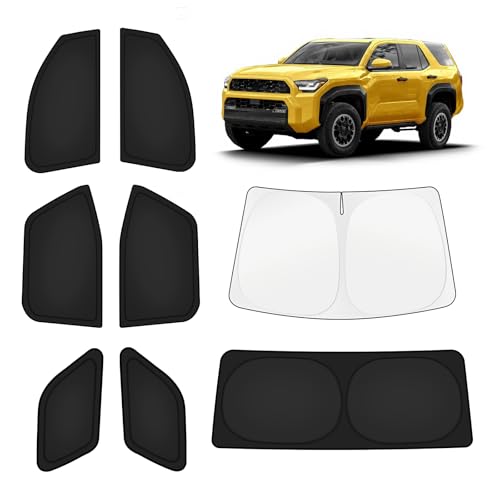 Image of KUST Car Window Shades for Toyota 4Runner 2025-2026 Windshield Sun Shade Side Window Cover UV Block Privacy Protection 4Runner Accessories for Camping Blackout Rear Back Full Set 8PCS